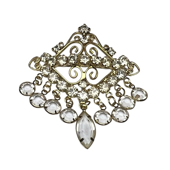 Vintage Gold Toned Crystal Broach - Picture 2 of 6